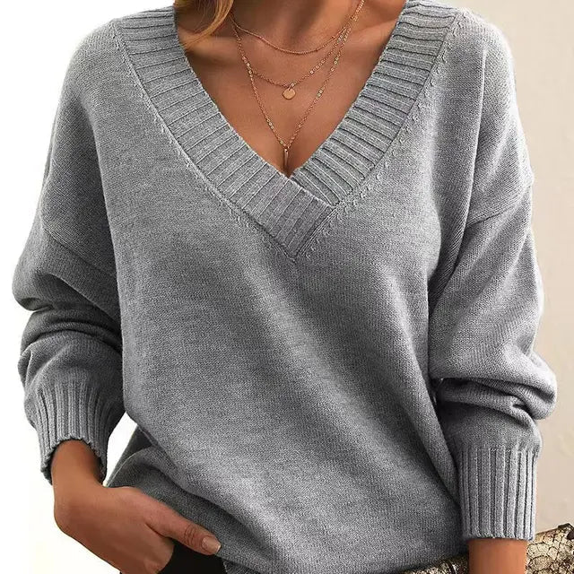 Krohn-e | Damenpullover mit V-Ausschnitt und Langen Ärmeln