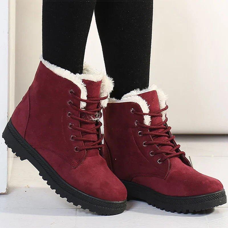 KROHN-E Damen Winter Stiefel Kunstfell Fütterung Wasserdicht