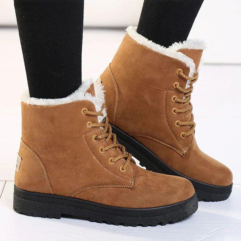 KROHN-E Damen Winter Stiefel Kunstfell Fütterung Wasserdicht