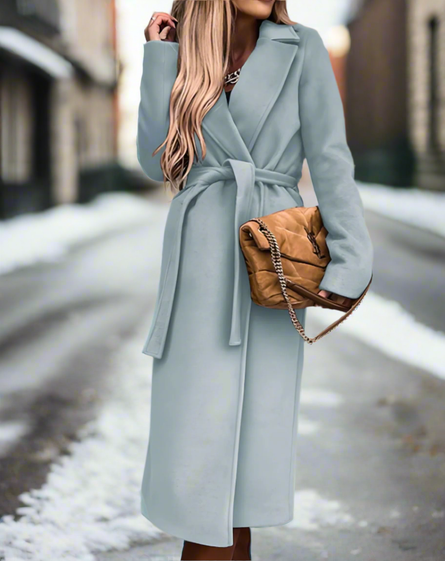 Krohn-e | Trenchcoat - Klassische Wollmischung - Bindegürtel - Elegante Taillierte Passform