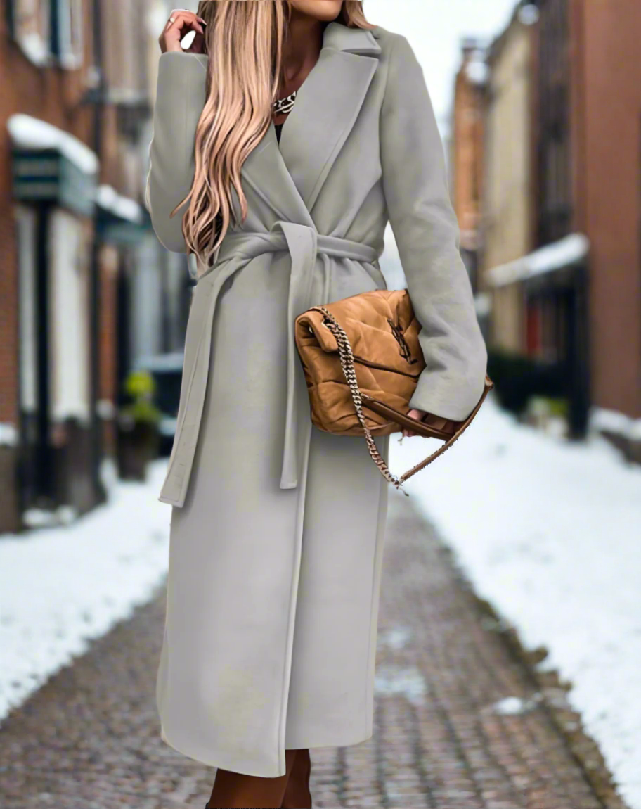Krohn-e | Trenchcoat - Klassische Wollmischung - Bindegürtel - Elegante Taillierte Passform