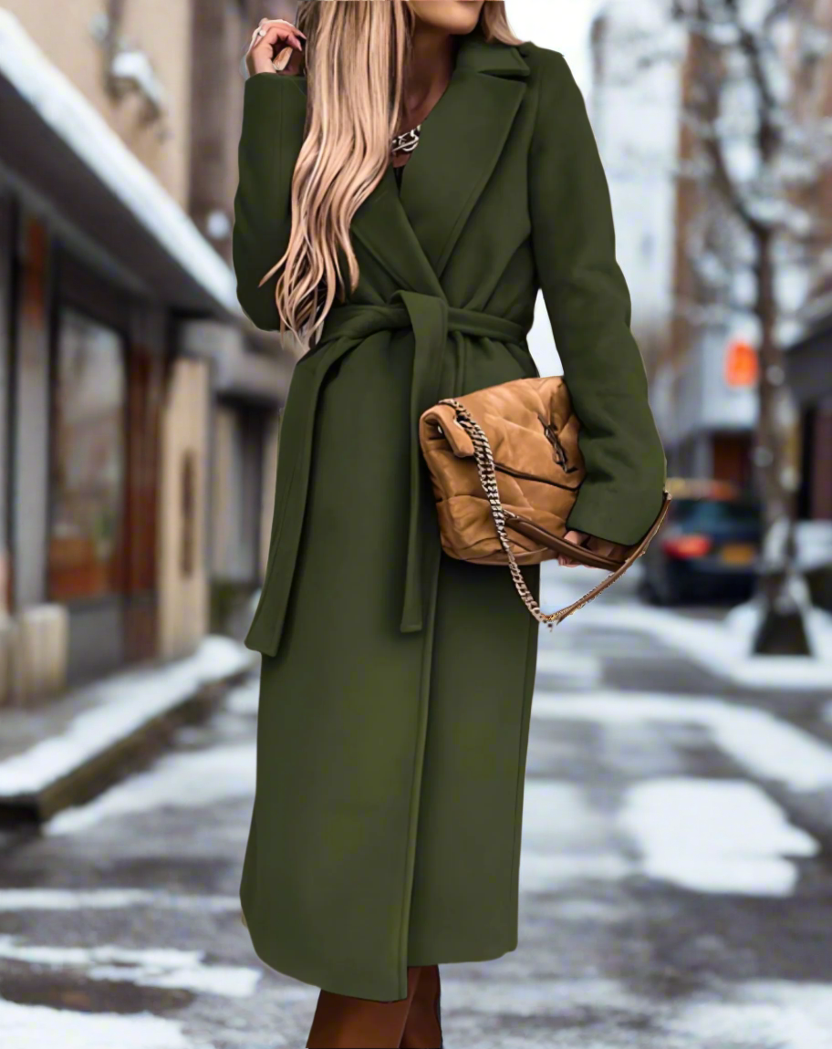 Krohn-e | Trenchcoat - Klassische Wollmischung - Bindegürtel - Elegante Taillierte Passform
