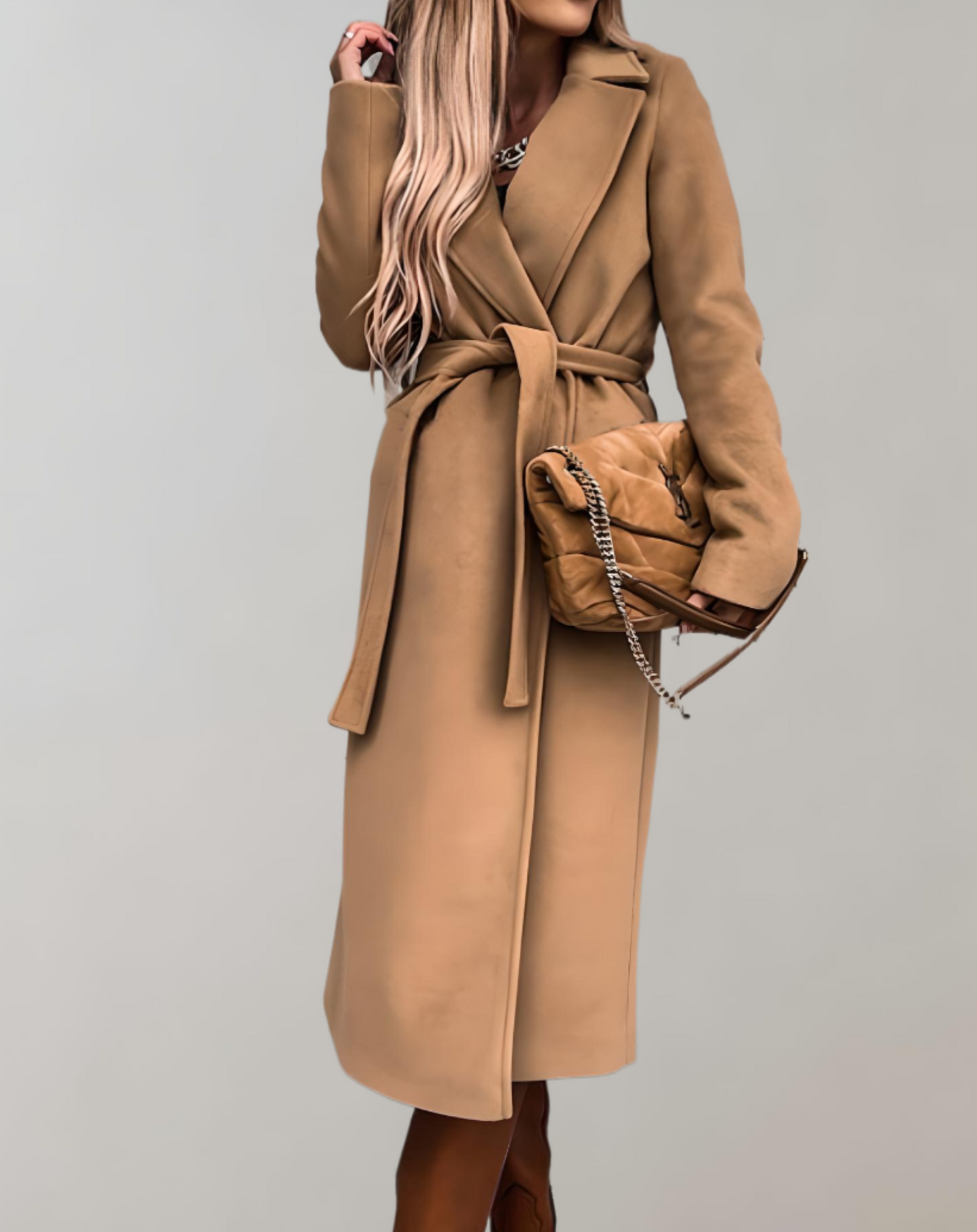 Krohn-e | Langer Herbstmantel für Frauen mit Gürteljacke