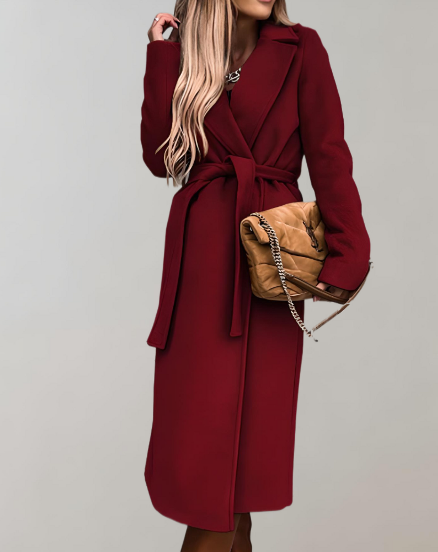 Krohn-e | Langer Herbstmantel für Frauen mit Gürteljacke