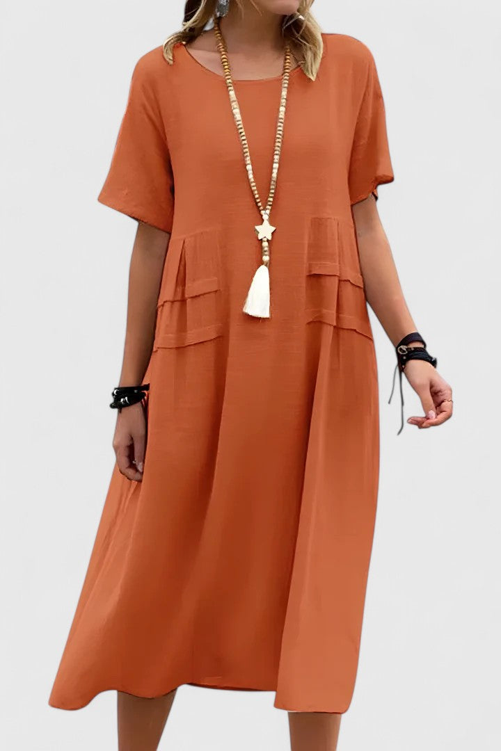 KROHN-E Damen Midi-Kleid Tailliert Seitenschlitz Elegant