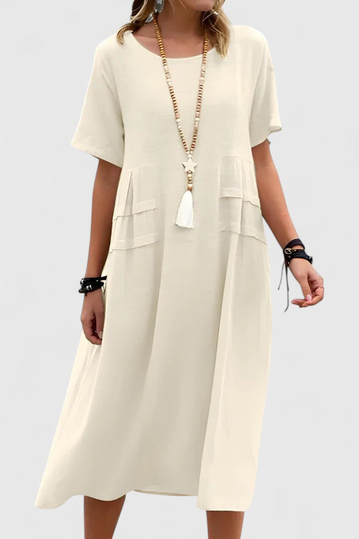 KROHN-E Damen Midi-Kleid Tailliert Seitenschlitz