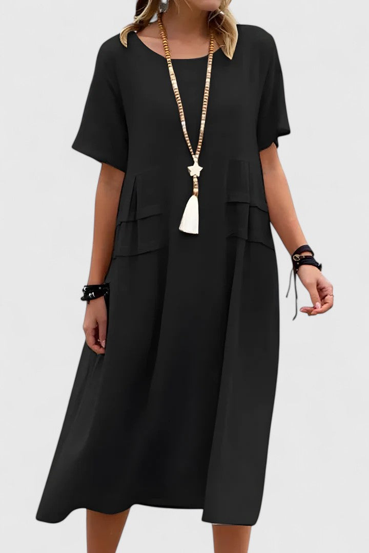 KROHN-E Damen Midi-Kleid Tailliert Seitenschlitz Elegant