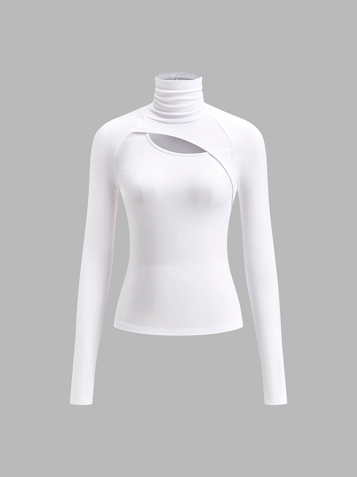 KROHN-E Damen Rollkragen Top Cutout Langarm Schwarz Figurbetont