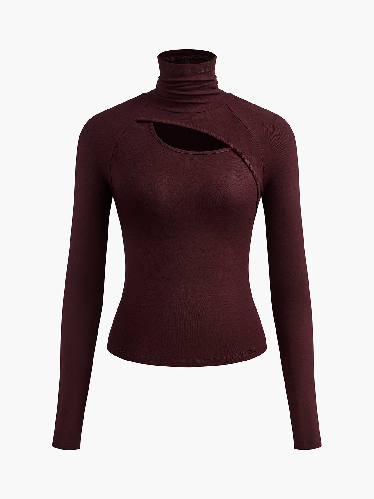 KROHN-E Damen Rollkragen Top Cutout Langarm Schwarz Figurbetont