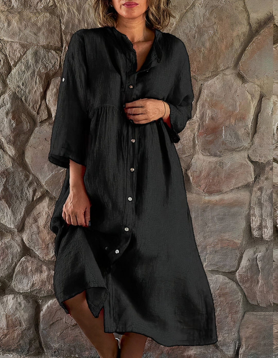 Sommerliches Strandkleid aus atmungsaktiver Baumwolle und Leinen - schickes Design von Anett