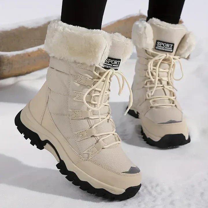 KROHN-E Damen Winterstiefel Wasserdicht Isoliert Braun