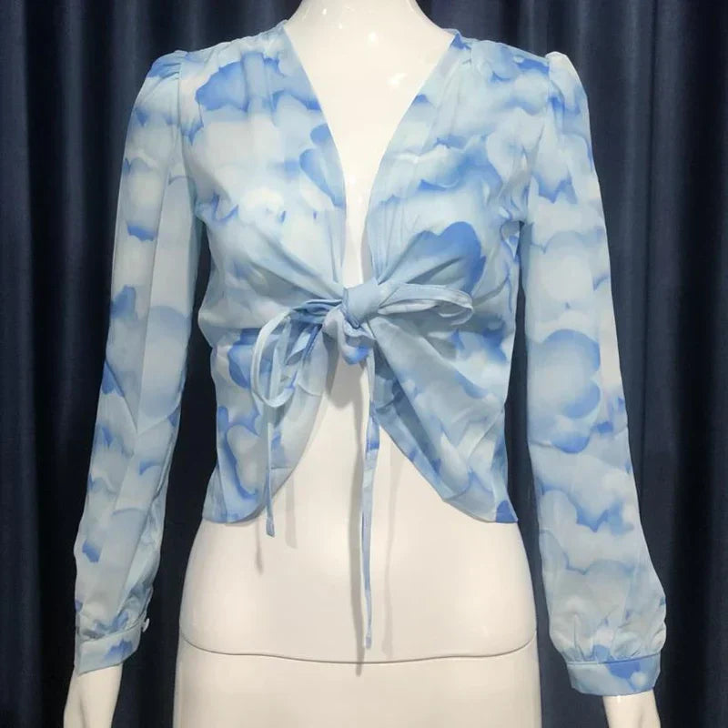 Modische Chiffon-Bluse mit weitem Saum von Fudus für Damen