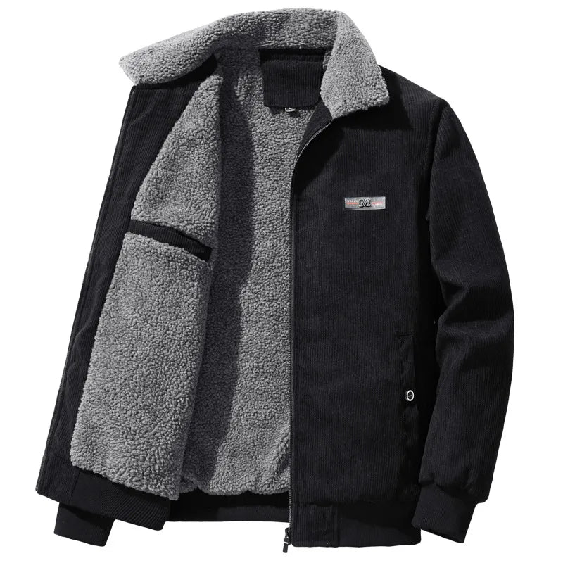 Krohn-e | Herren fleecegefütterte gerippte Winterjacke mit hohem Kragen