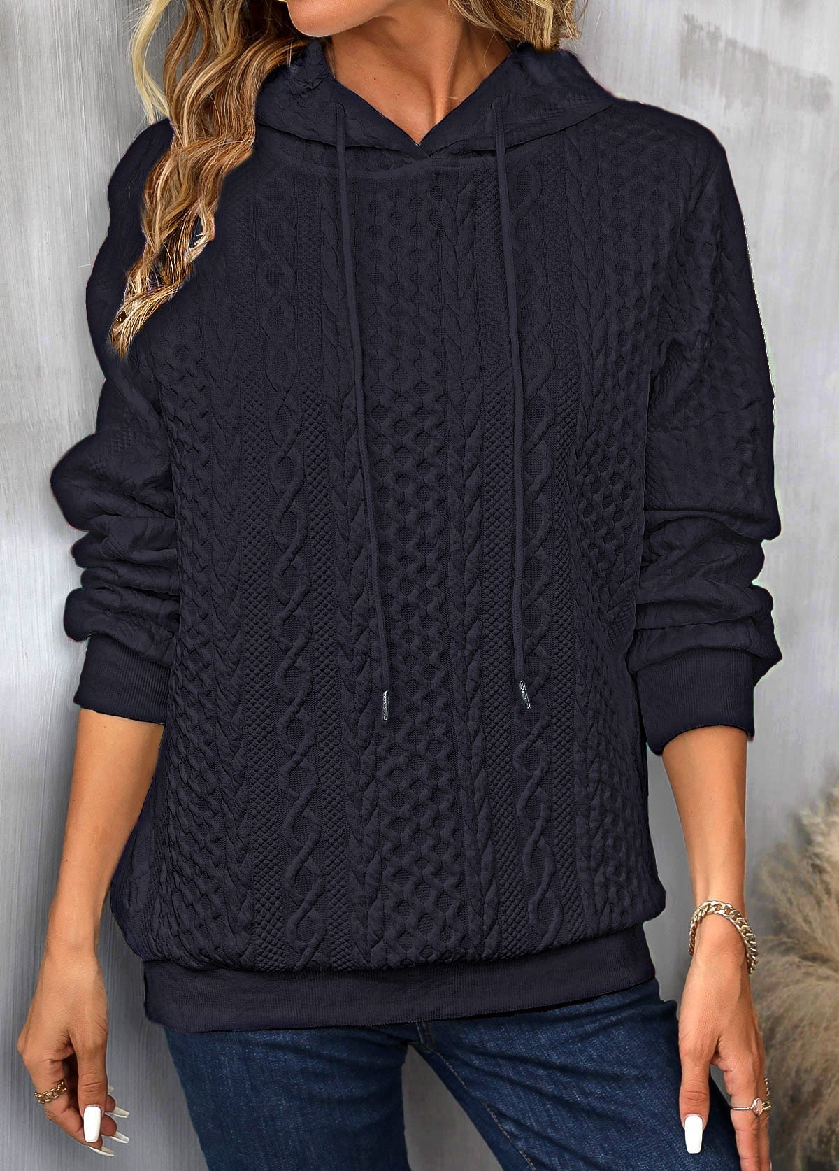 Frauen Kapuzenpullover mit Kordelzug und langen Ärmeln von Fudus