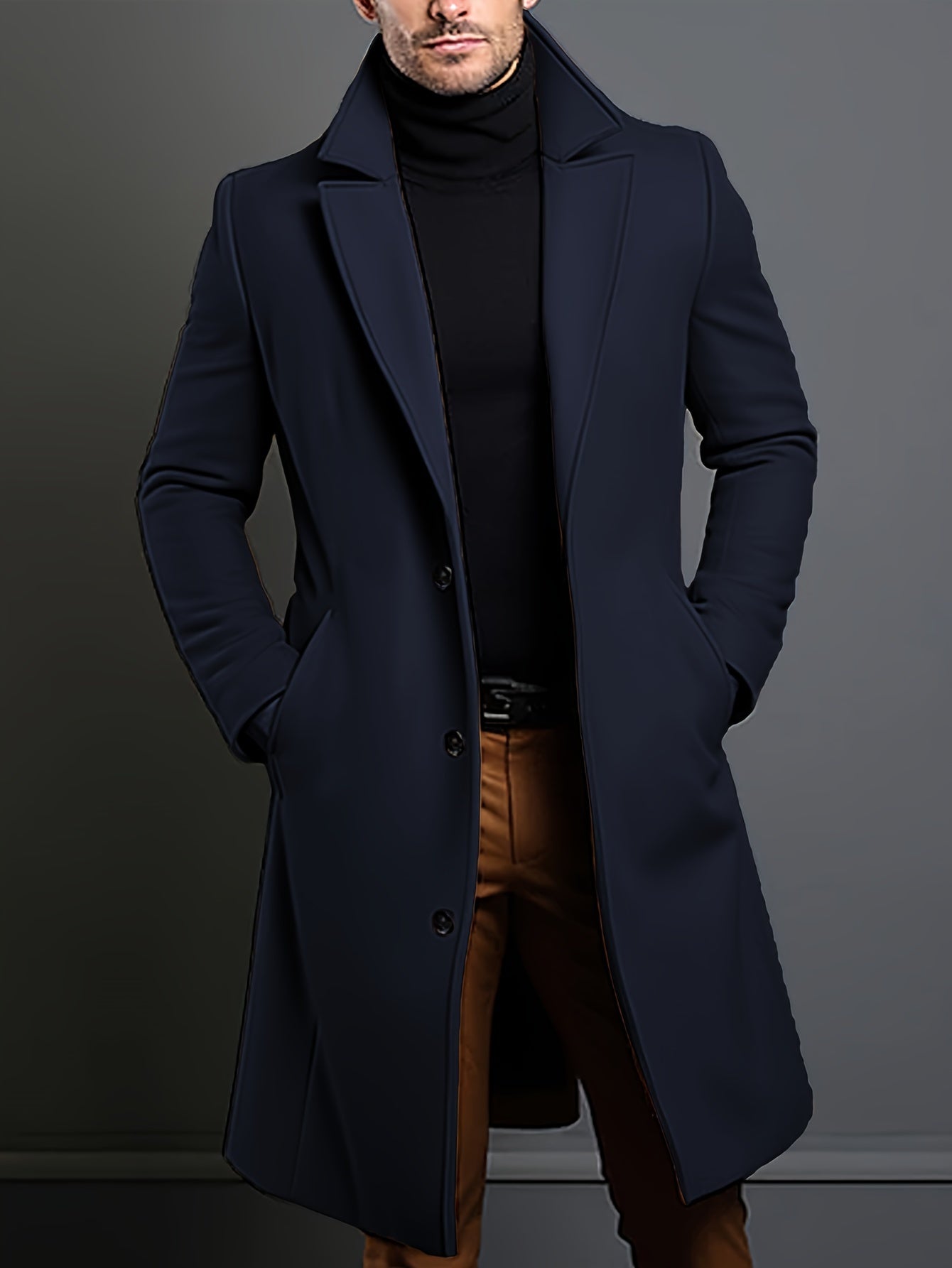 Krohn-e | Elegante Lange Jacke Polyester und Wolle Klassisch und Warm