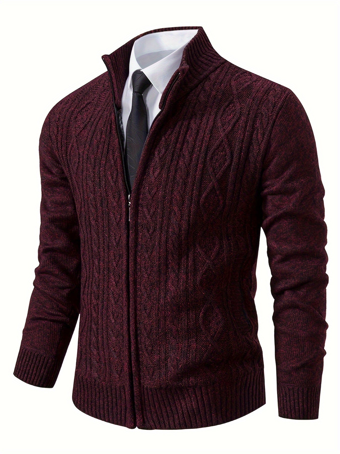 Krohn-e | Strickcardigan mit Reißverschluss und Muster Acryl Bequem und Warm