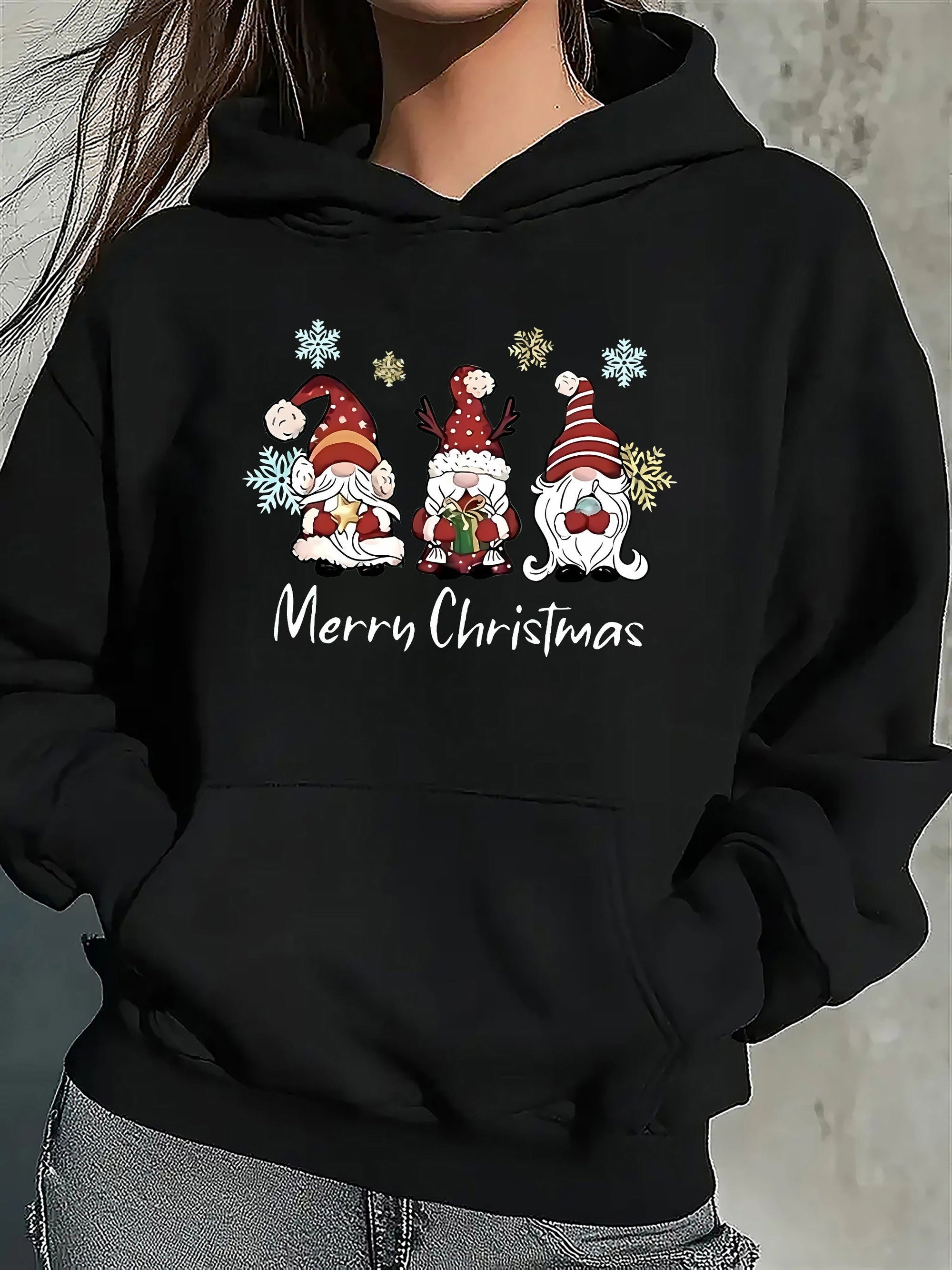 Krohn-e | Kapuzenpullover mit Weihnachtsdruck Baumwolle Weihnachtsmann Design