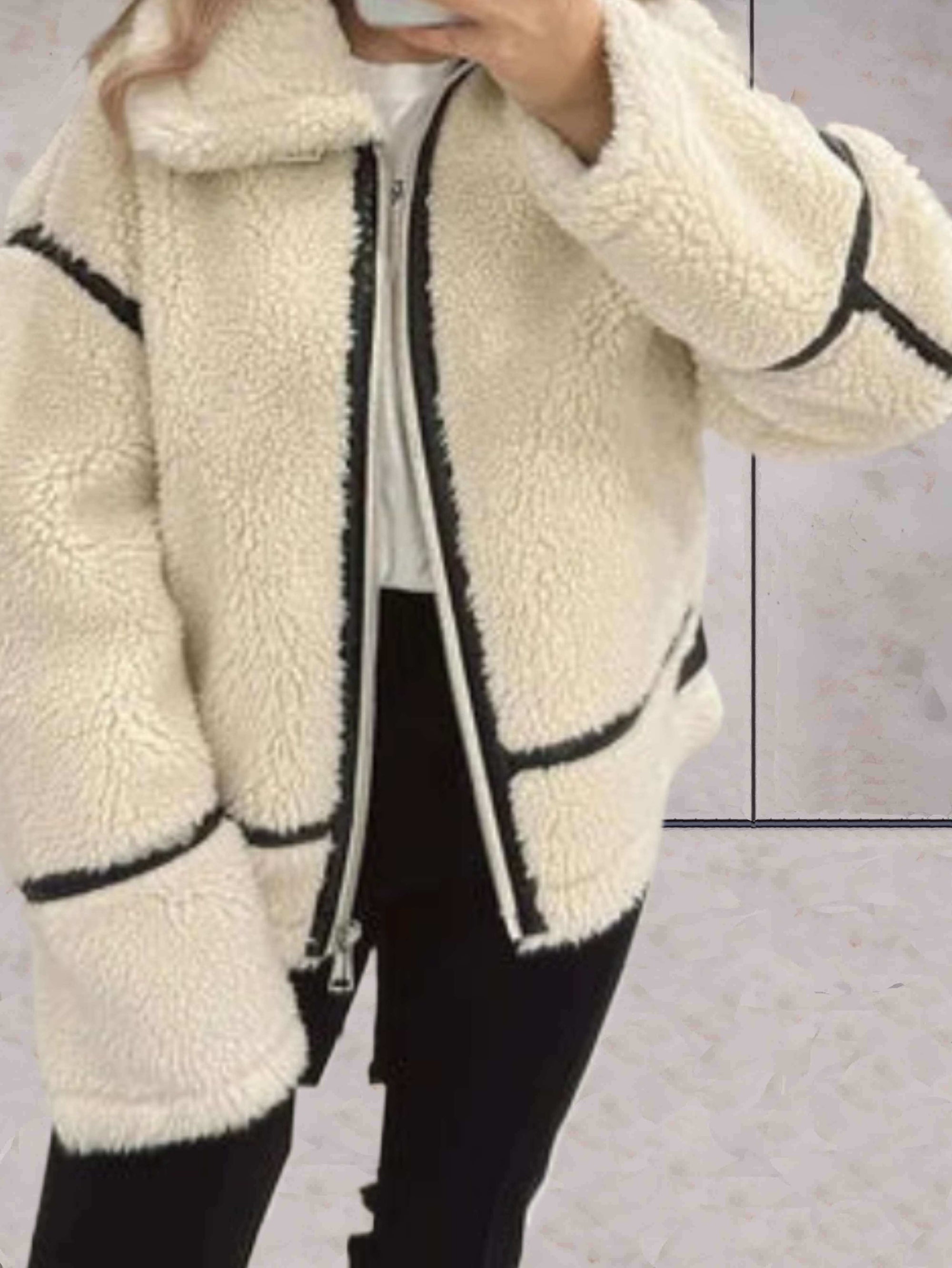 Krohn-e | Damen Oversized Fleece Zip Jacke