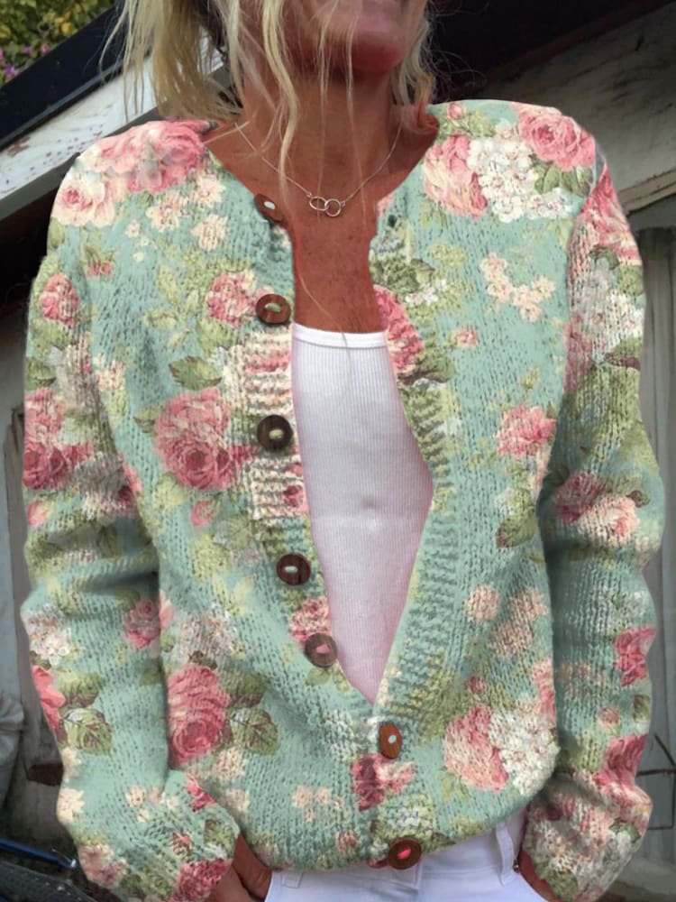 Krohn-e | Bequemer Strick Damen Cardigan mit Knöpfen