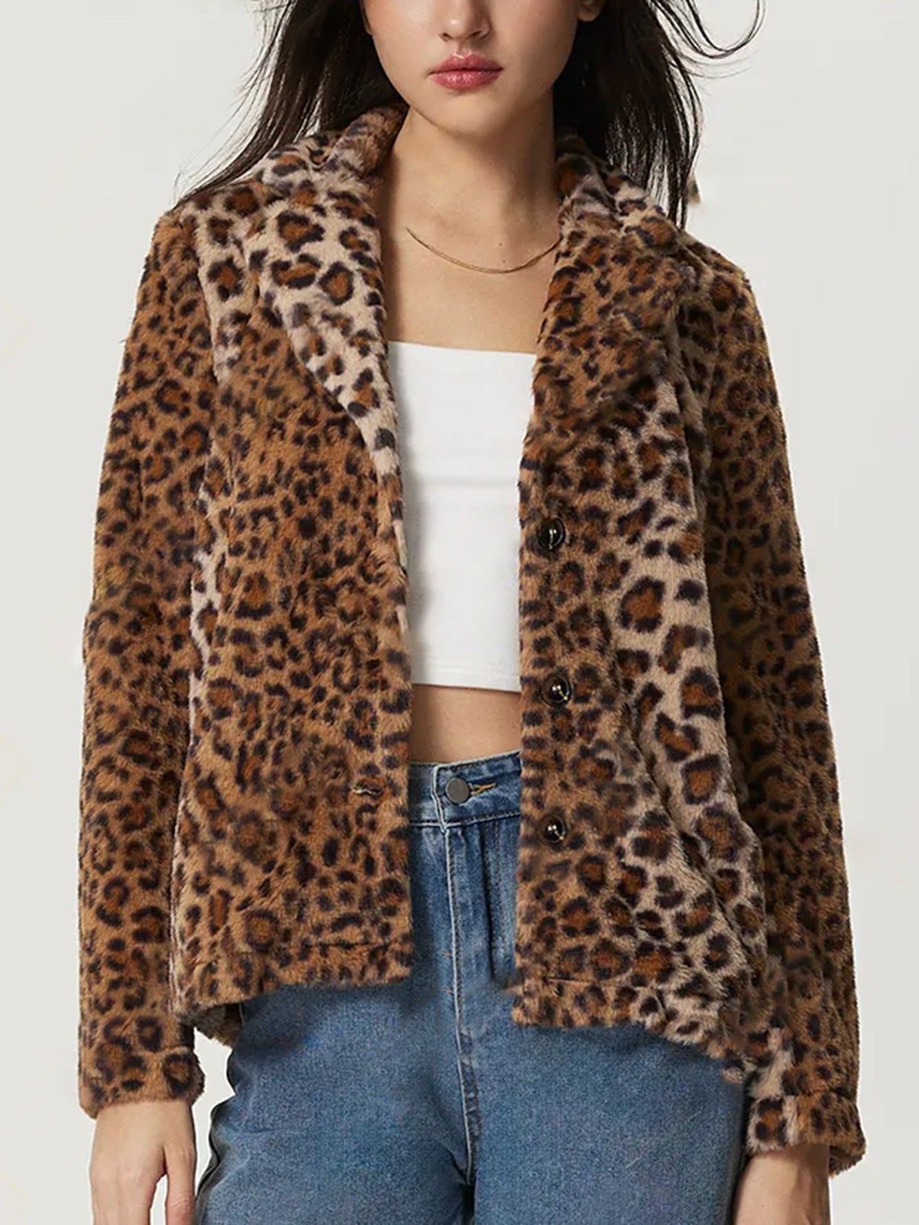 Krohn-e | Jacke mit Revers mit Leopardenmuster