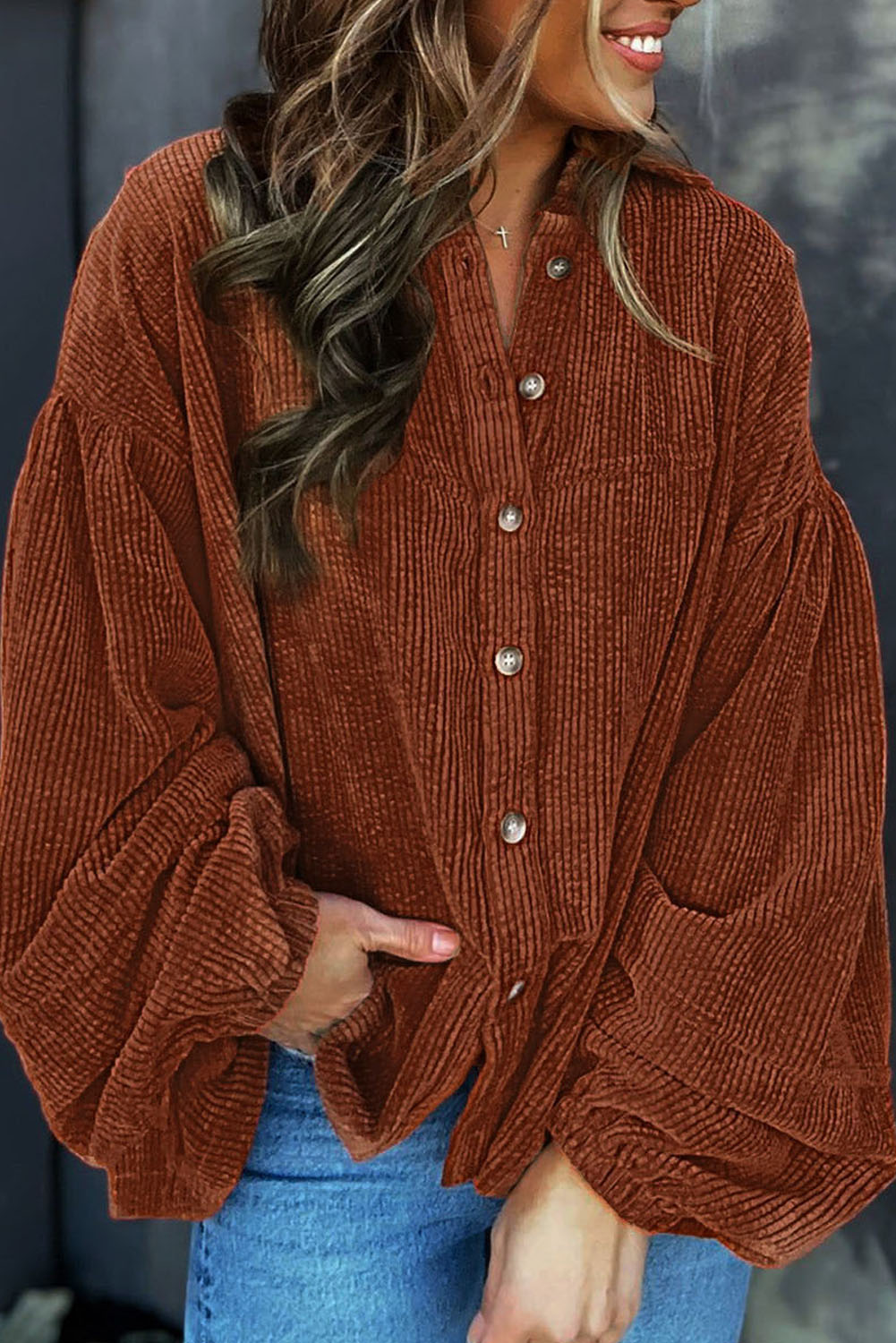 Krohn-e | Lockere Hemd Aus Cord Polyester Stilvoll und Bequem