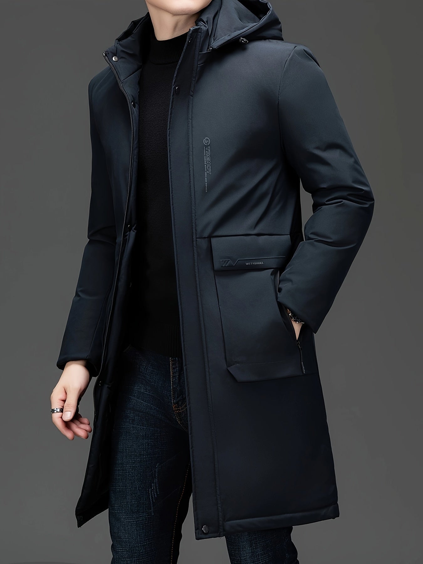 Krohn-e | Lange Winterjacke mit Kapuze Polyester Warm und Windabweisend
