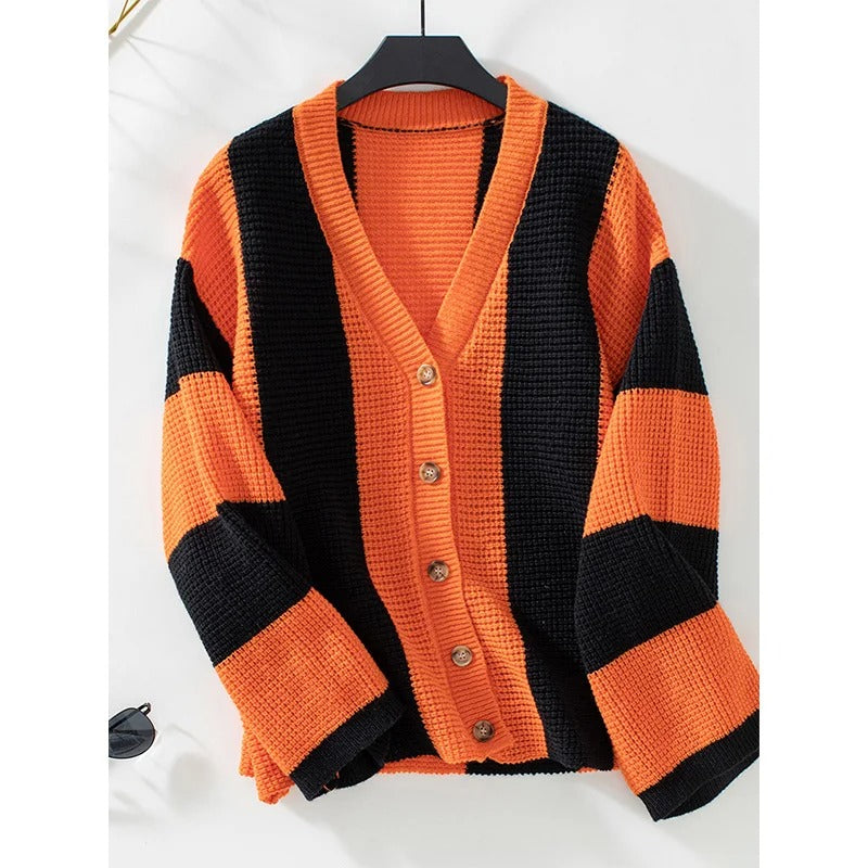 Krohn-e | Gestreifter Oversized-Strickcardigan