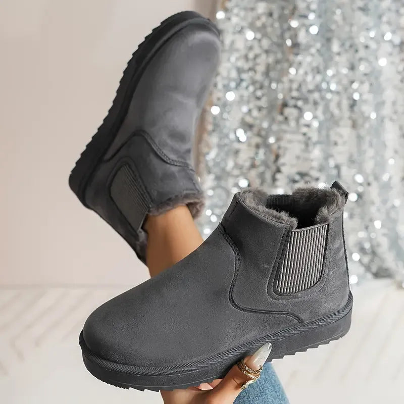 KROHN-E Damen Ankle-Boots Unifarben Vielseitiges Design Winter