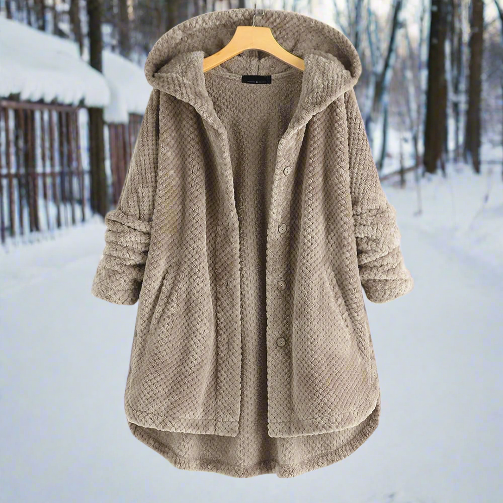 Krohn-e | Bademantel - Strukturiertes Fleece - Lange und Lockere Passform - Knopfverschluss mit Taschen