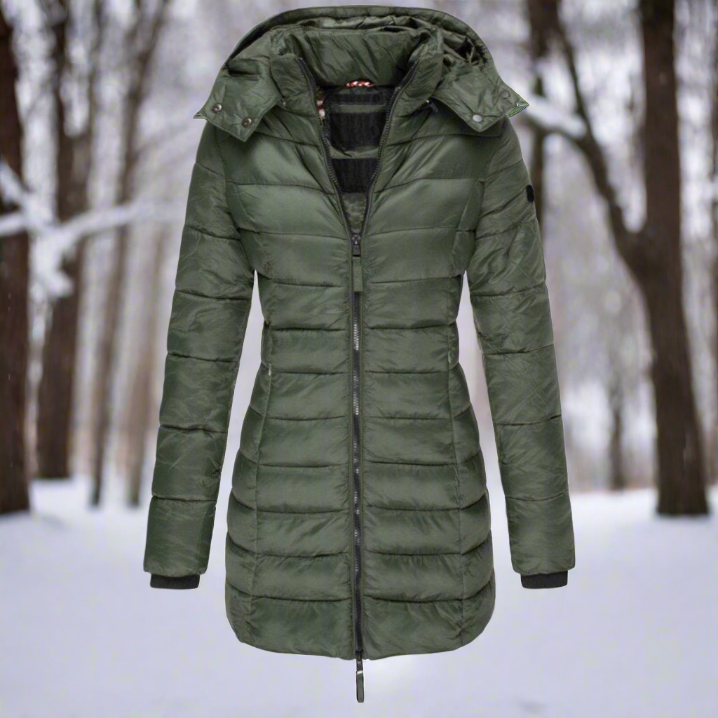 Krohn-e | Kapuzen-Daunenjacke - Gequiltete Langjacke