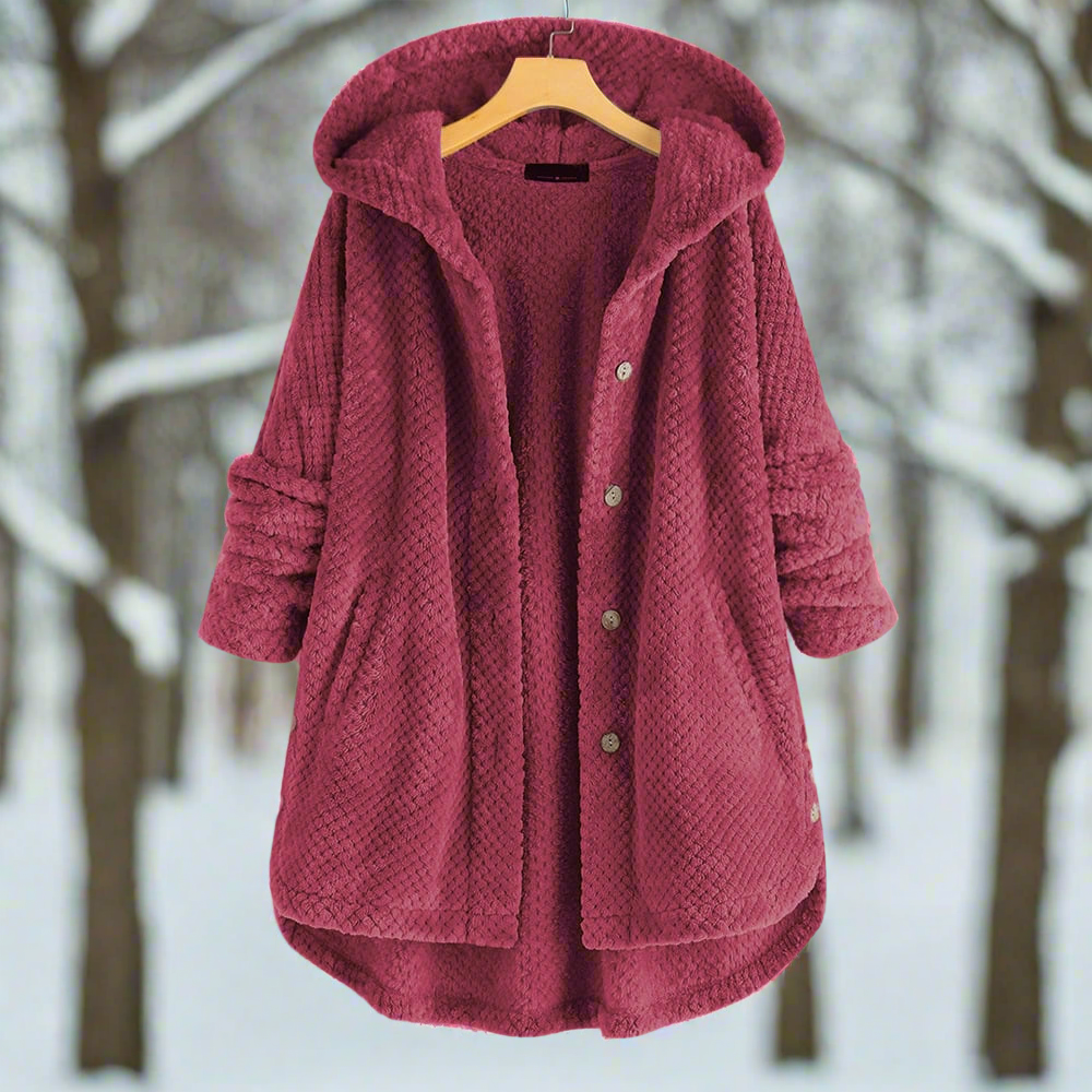 Krohn-e | Bademantel - Strukturiertes Fleece - Lange und Lockere Passform - Knopfverschluss mit Taschen