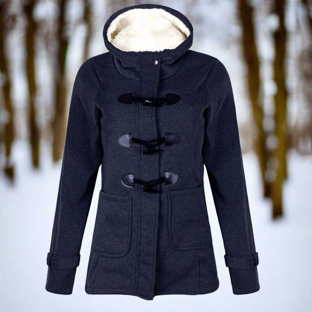 Krohn-e | Woll Toggle Duffle Coat - Kapuzen Fleece Gefütterter Duffle Coat