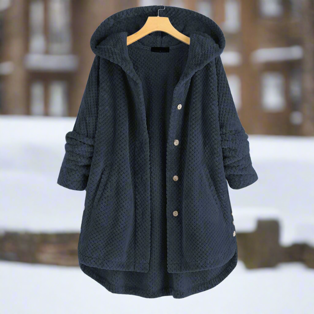 Krohn-e | Bademantel - Strukturiertes Fleece - Lange und Lockere Passform - Knopfverschluss mit Taschen