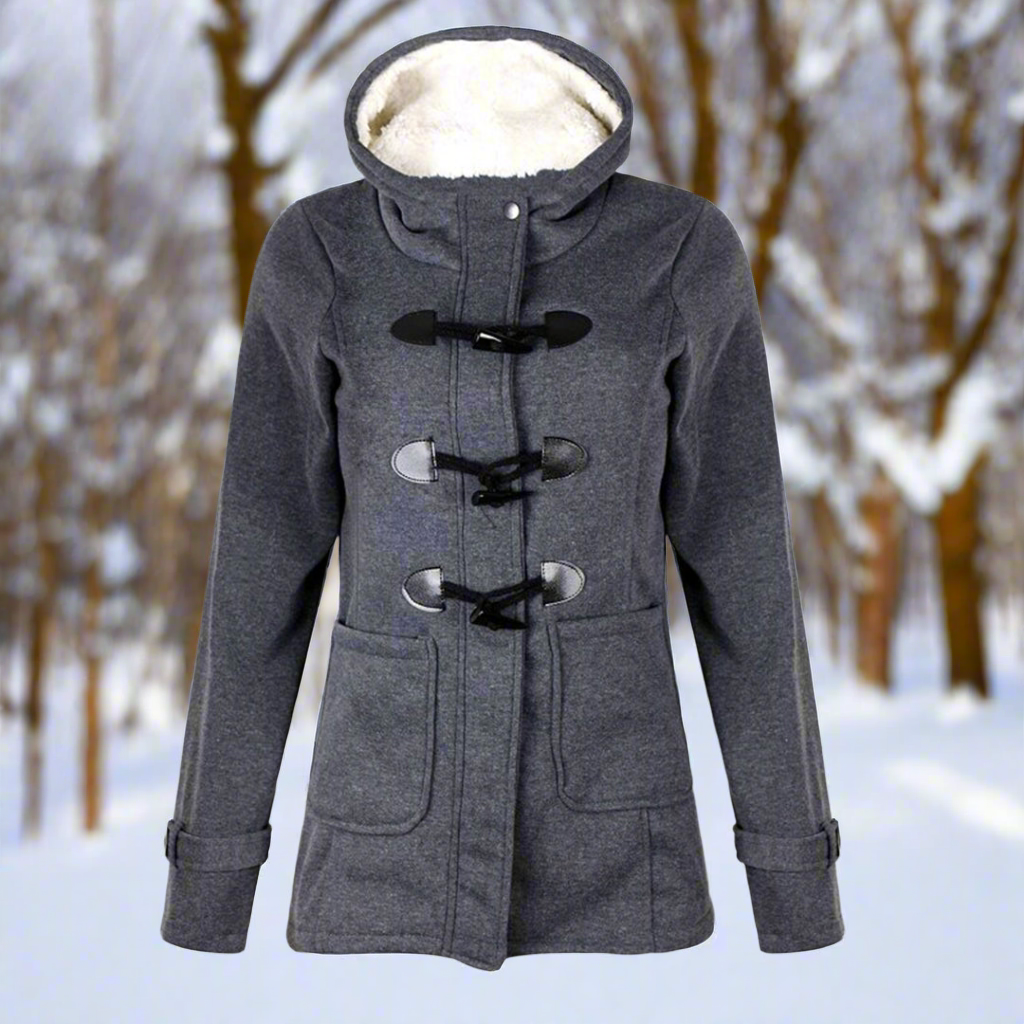 Krohn-e | Woll Toggle Duffle Coat - Kapuzen Fleece Gefütterter Duffle Coat