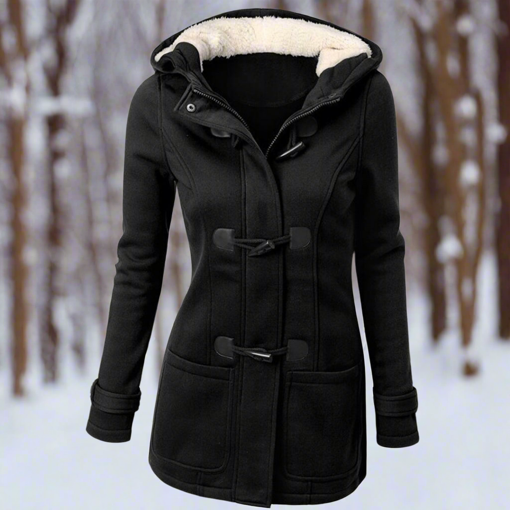 Krohn-e | Woll Toggle Duffle Coat - Kapuzen Fleece Gefütterter Duffle Coat