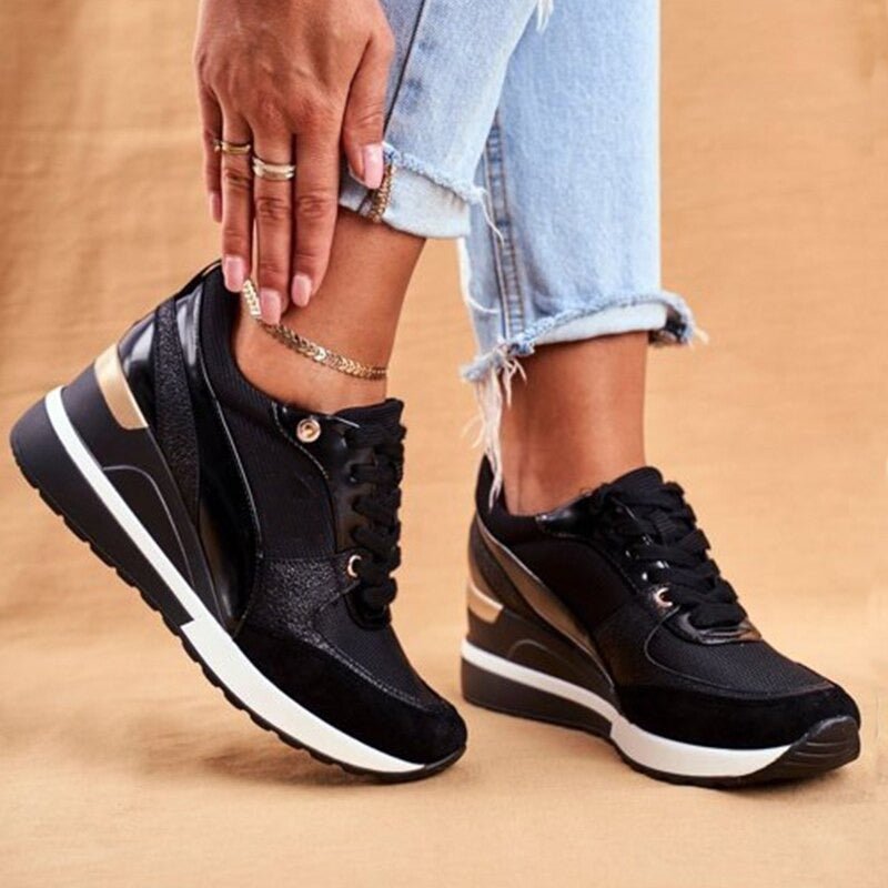 Nova | Damen Plateau Sneaker Keilsohle Metallic