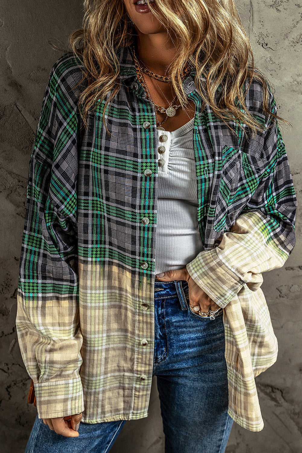 Krohn-e | Patchwork Cam Jacket in Checkered Cotton Blend Trendy und Unique