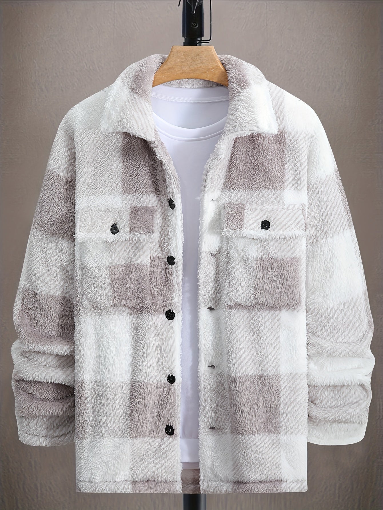 Krohn-e | Karierte Shirtjacke Aus Plüsch Polyester Weich und Warm