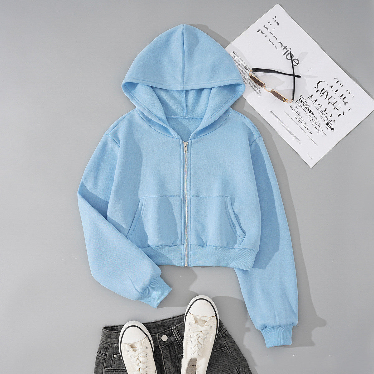 Fudus Kapuzenpullover mit Zwei-Wege-Reißverschluss