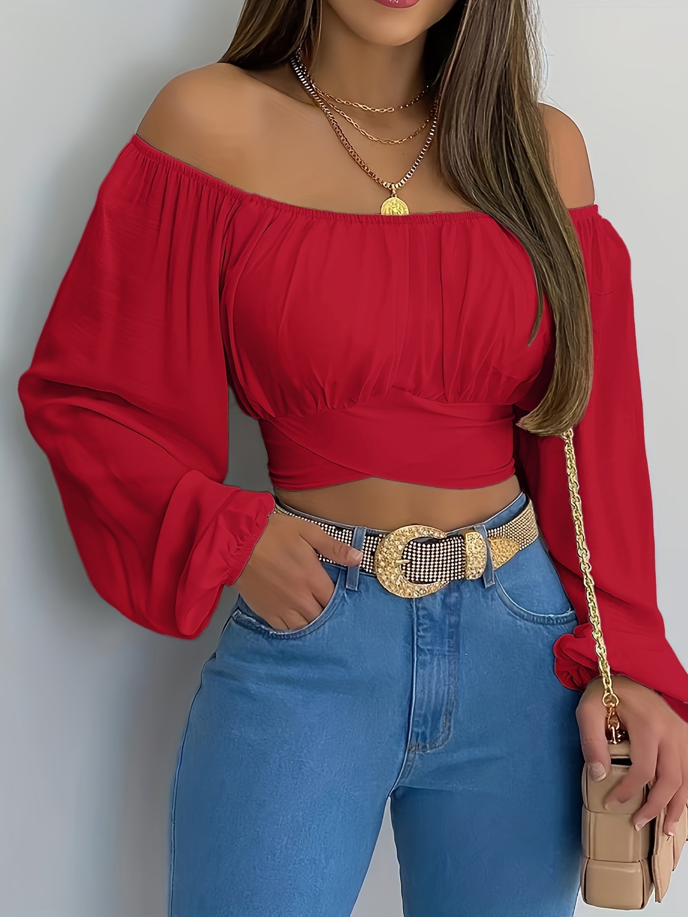 Damen Rücken Crop Bluse von Fudus