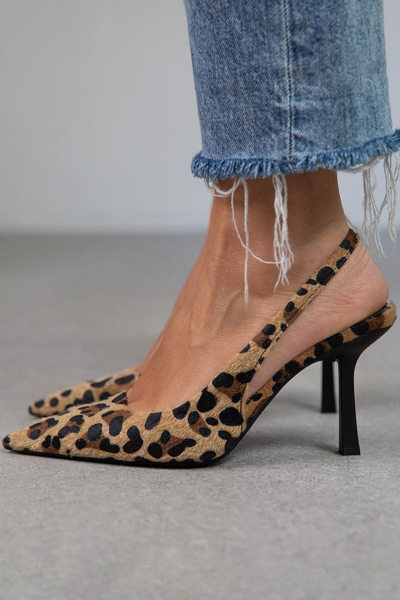 KROHN-E Damen Spitze Pumps Leopardenmuster Khaki