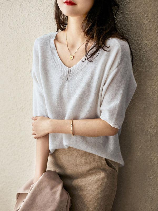 Krohn-e | weicher Cashmere-Pullover mit V-Ausschnitt für Damen