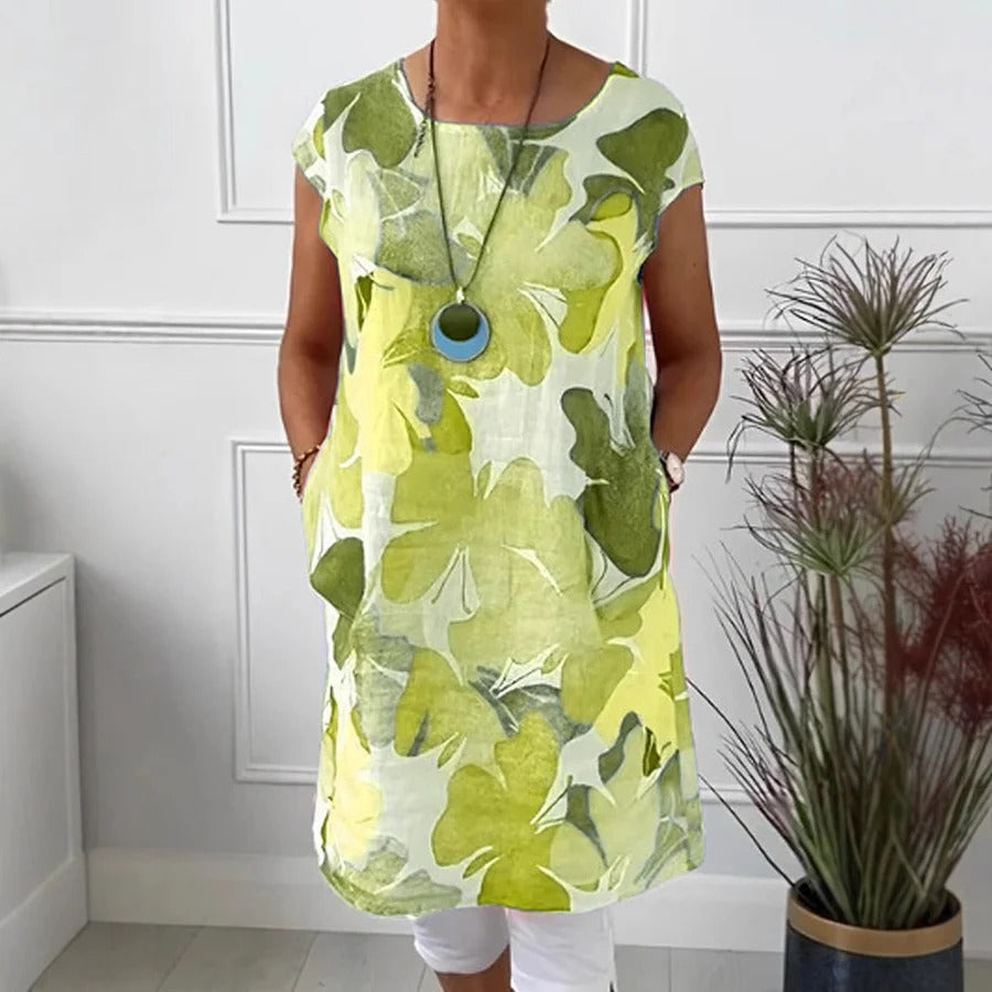 KROHN-E Damen Sommerkleid Ärmellos Leichter Stoff Entspannt