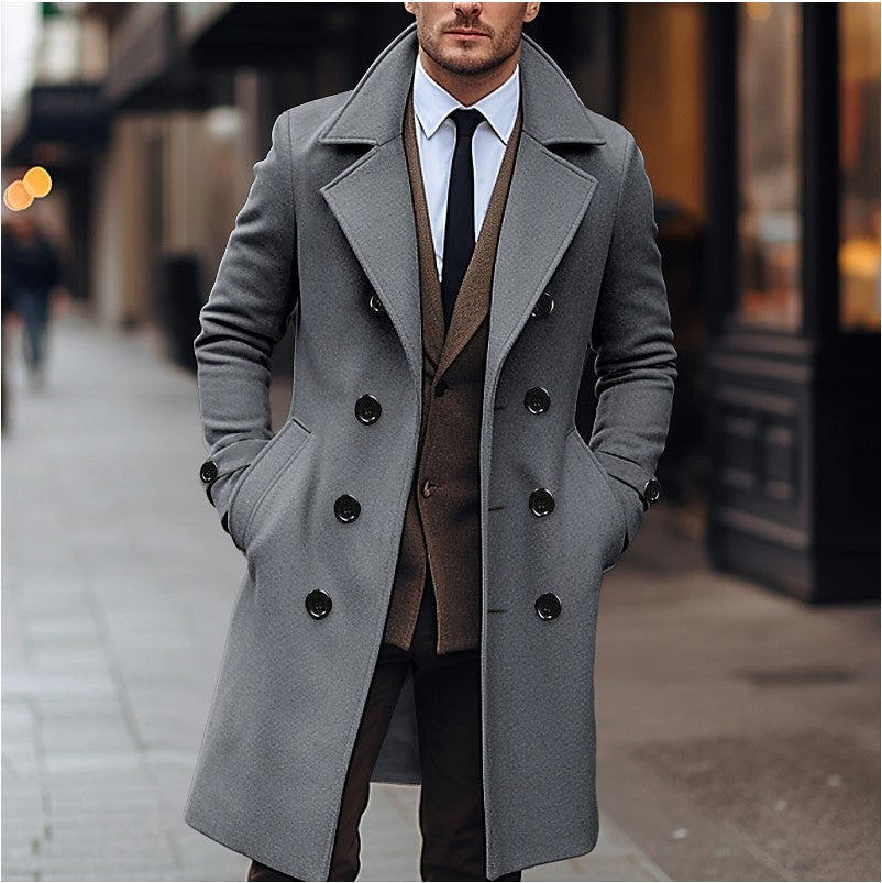 Krohn-e | Herren Wollmantel für Herbst und Winter – Doppelreiher und Lang