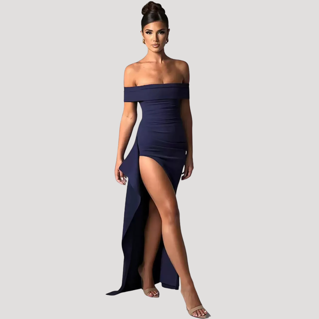 Benedikta | Damen Off Shoulder Elegantes Maxikleid