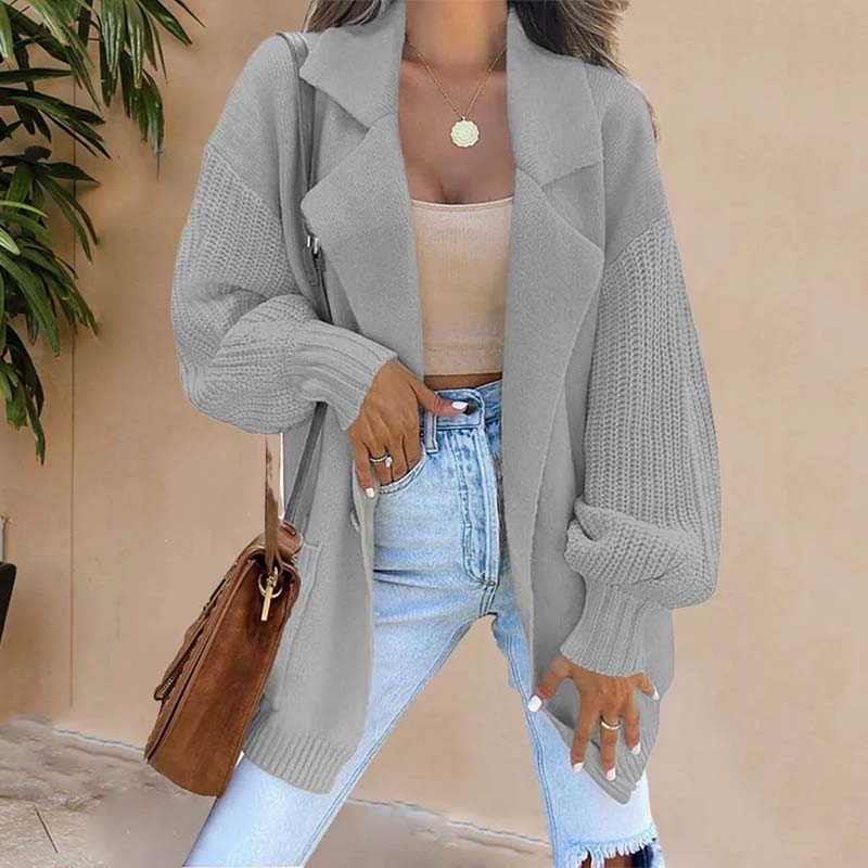 Krohn-e | Langer Cardigan mit Strukturierten Ärmeln Polyester Elegant, Bequem