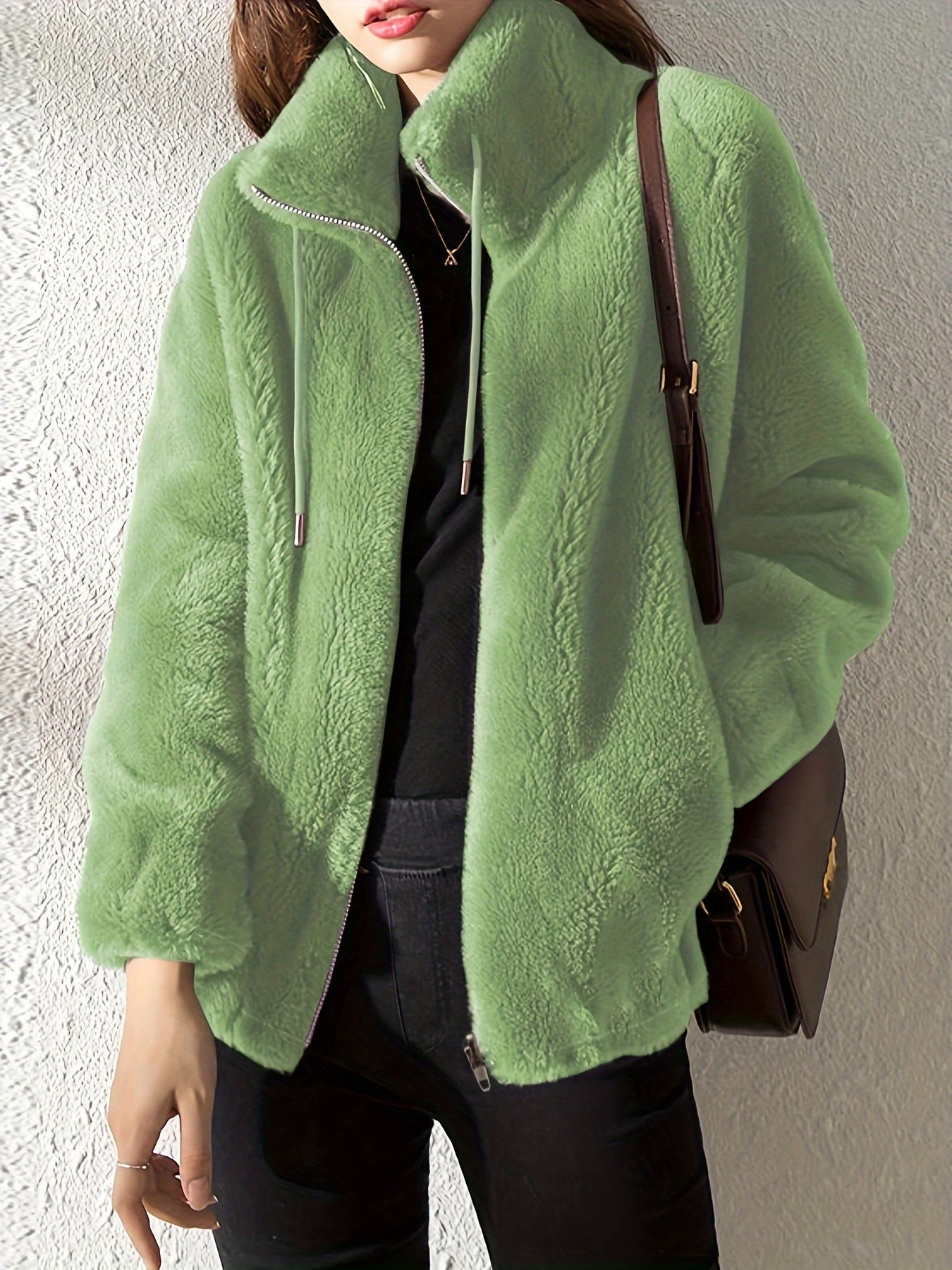 Krohn-e | Kapuzen Teddy-Jacke mit Kordelzug und Reißverschluss