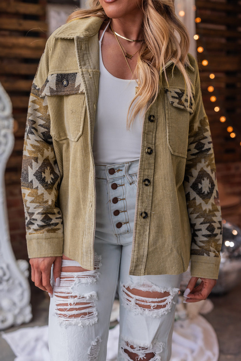Krohn-e | Aztek-muster Shirtjacke Baumwolle Komfort und Stil