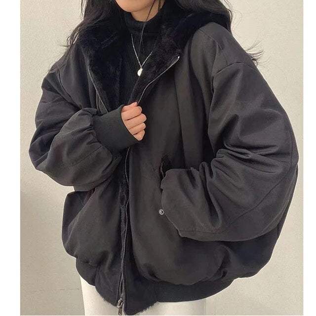 Krohn-e | Damen Pufferjacke mit Teddyfell