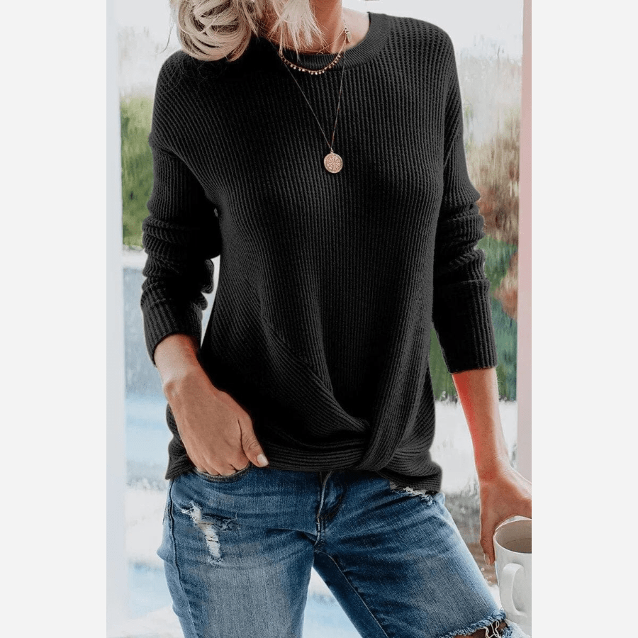 Krohn-e | Leichtgewicht Strickbluse mit Langarmdesign Gerippte Struktur Lässiger Komfort
